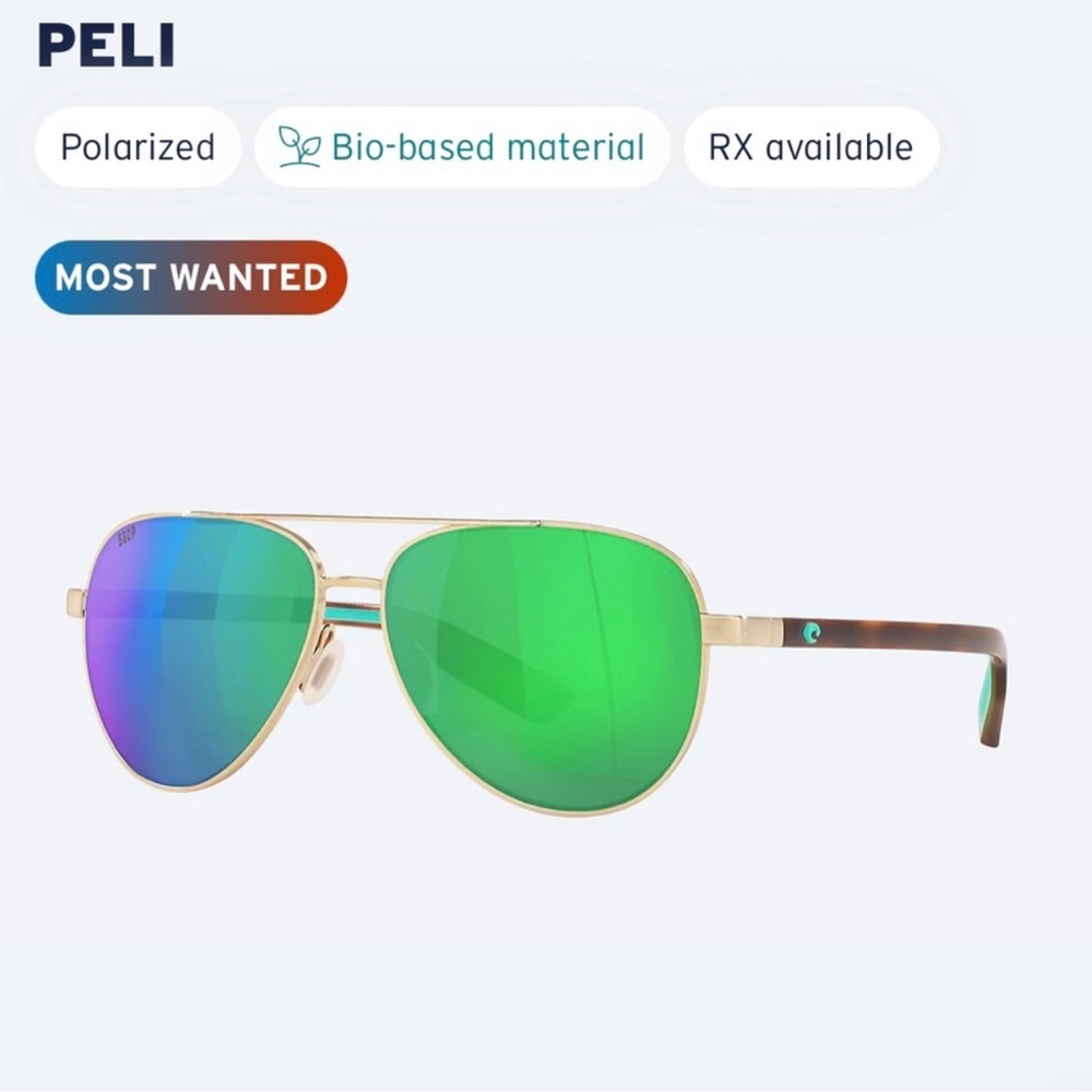 Costa Peli Sunglasses with Green and Gold Frame